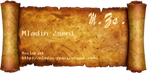 Mladin Zseni névjegykártya